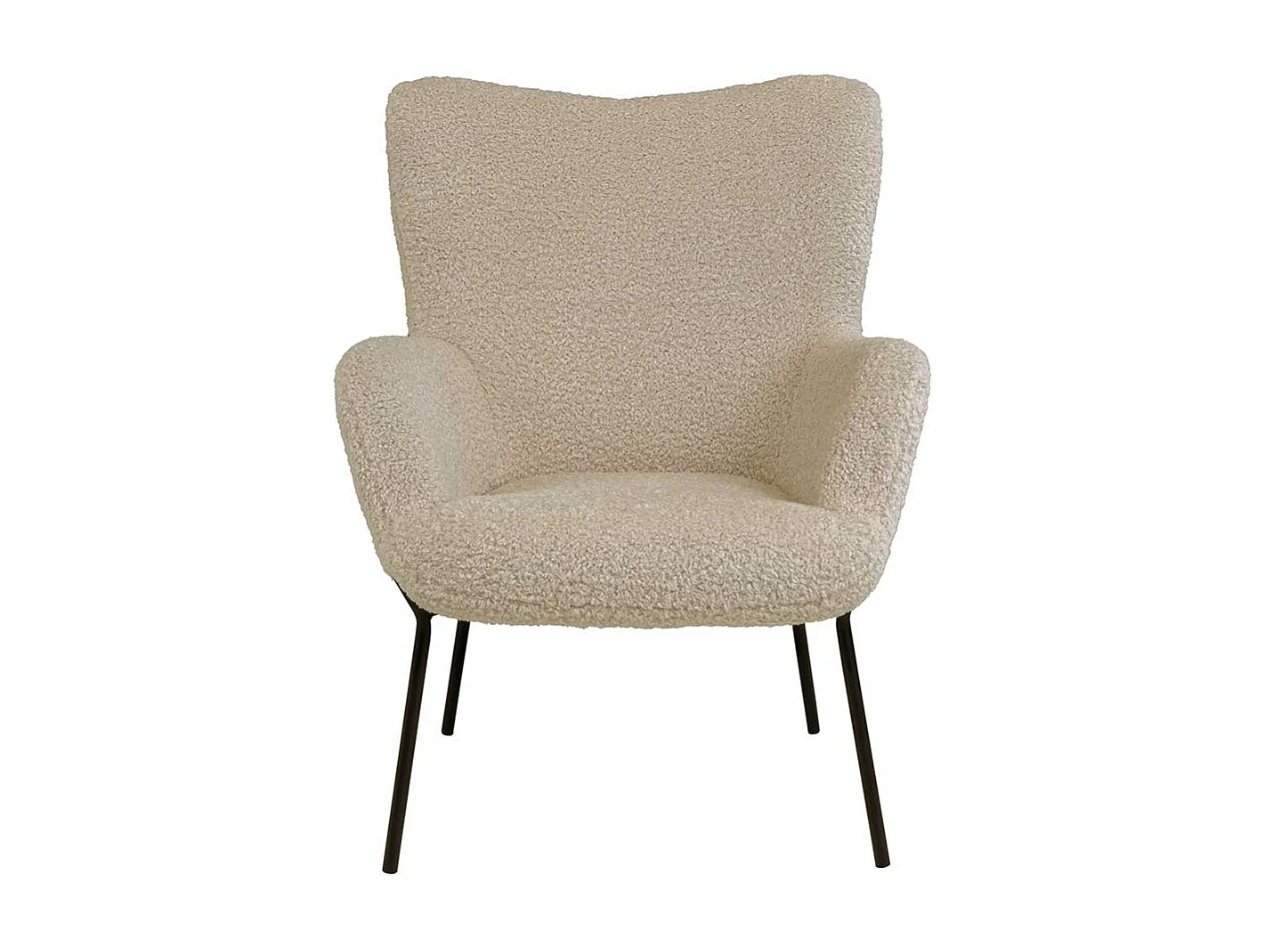 Skandi Kaminsessel in Beige und Schwarz Webplüsch und Metall