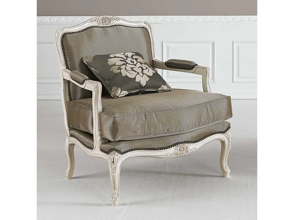 Eleganter Wohnzimmer Sessel in italienischem Design Taupe und Weiß