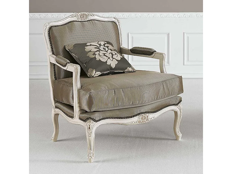 Eleganter Wohnzimmer Sessel in italienischem Design Taupe und Weiß