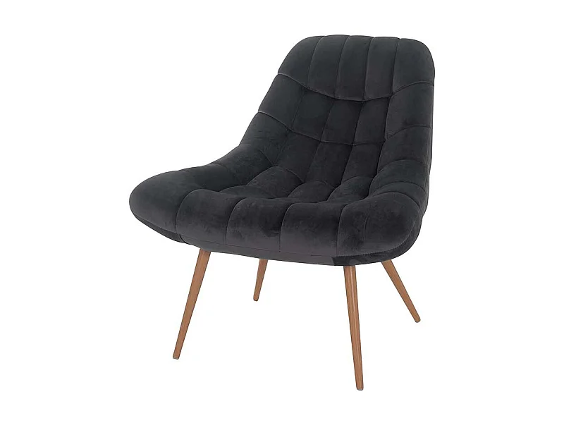 Retro Lounge Sessel in Dunkelgrau Samt 50 cm Sitzhöhe