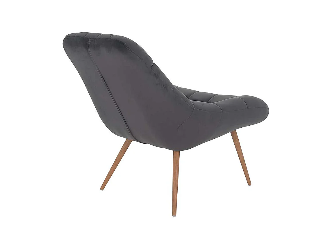 Retro Lounge Sessel in Dunkelgrau Samt 50 cm Sitzhöhe