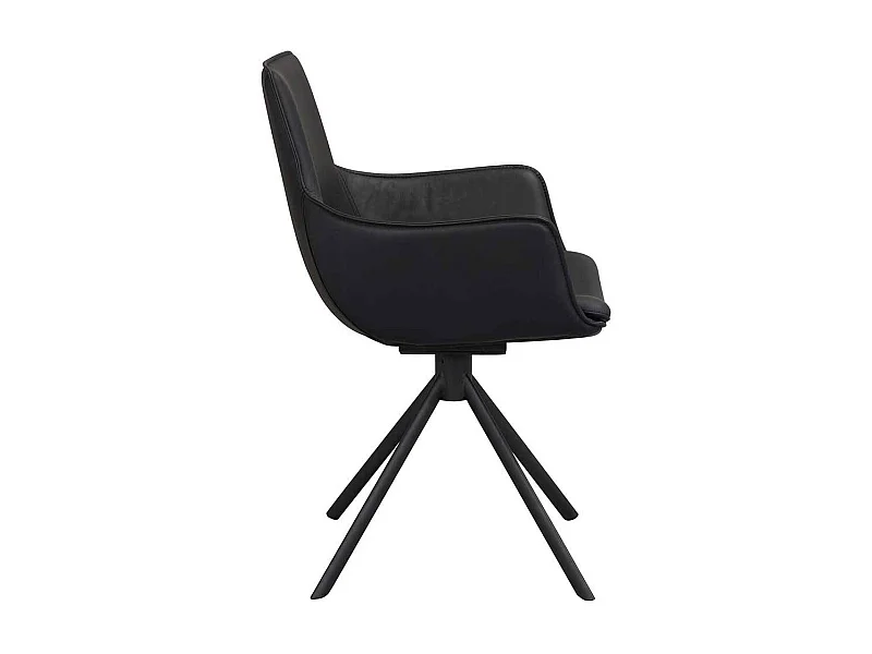 Speisezimmersessel in Schwarz Echtleder und Metall (2er Set)