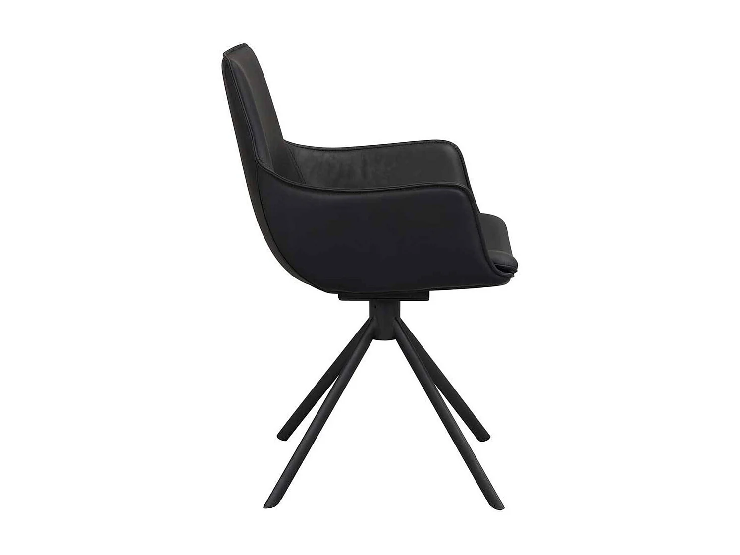 Speisezimmersessel in Schwarz Echtleder und Metall (2er Set)