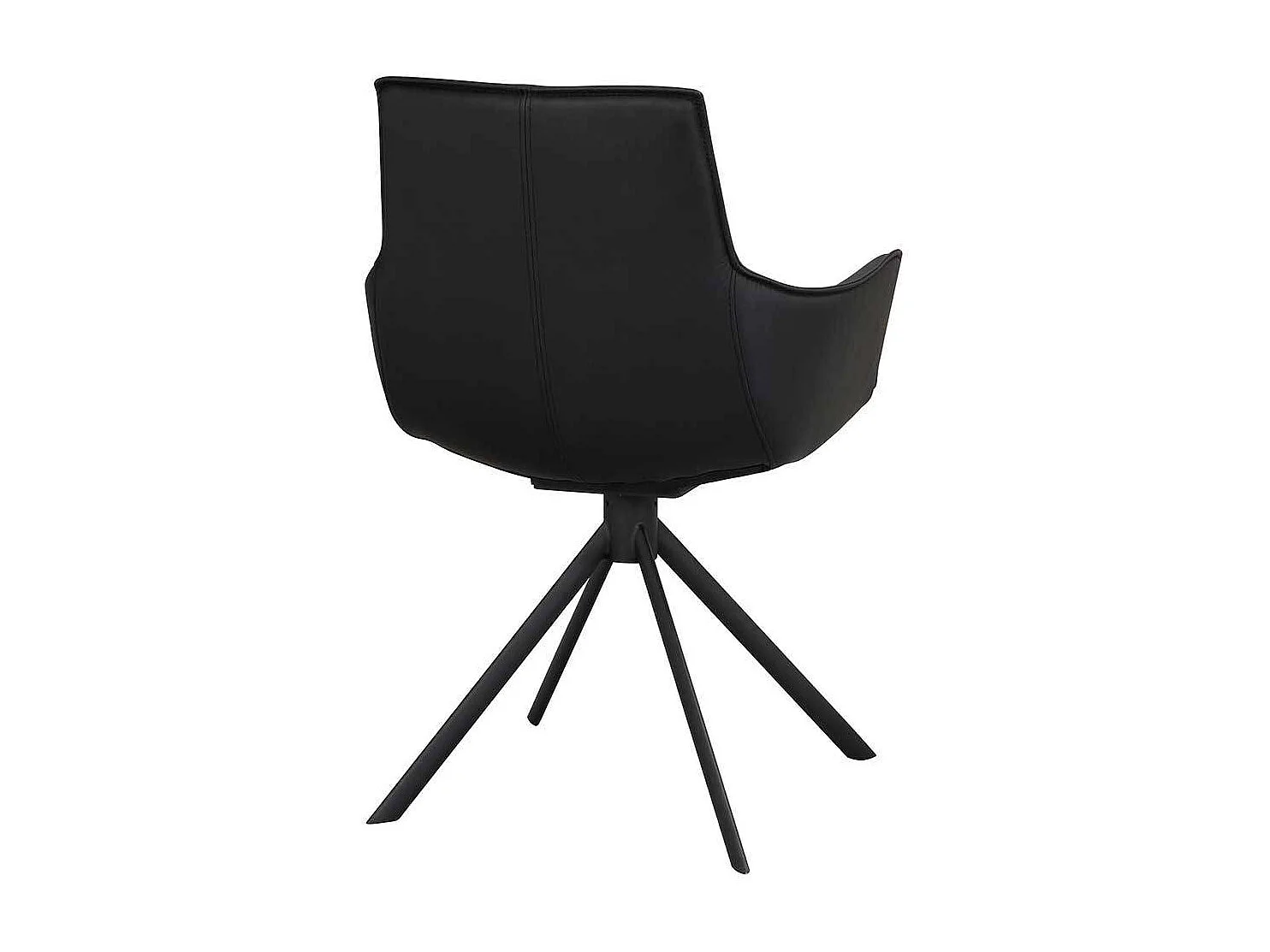 Speisezimmersessel in Schwarz Echtleder und Metall (2er Set)