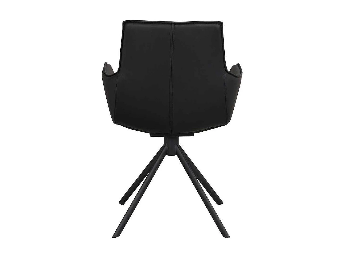 Speisezimmersessel in Schwarz Echtleder und Metall (2er Set)