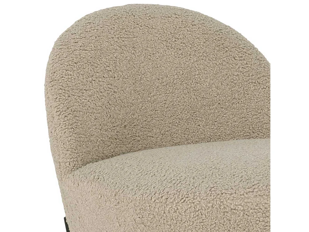 Loft Sessel in Beige und Schwarz Webplüsch und Metall