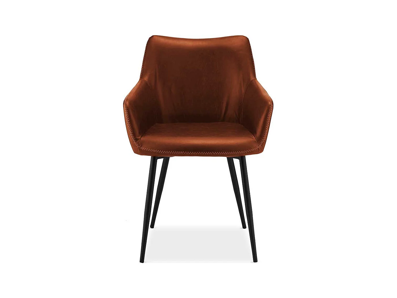 Armlehnen Polsterstühle in Cognac Braun Kunstleder Metallgestell (2er Set)