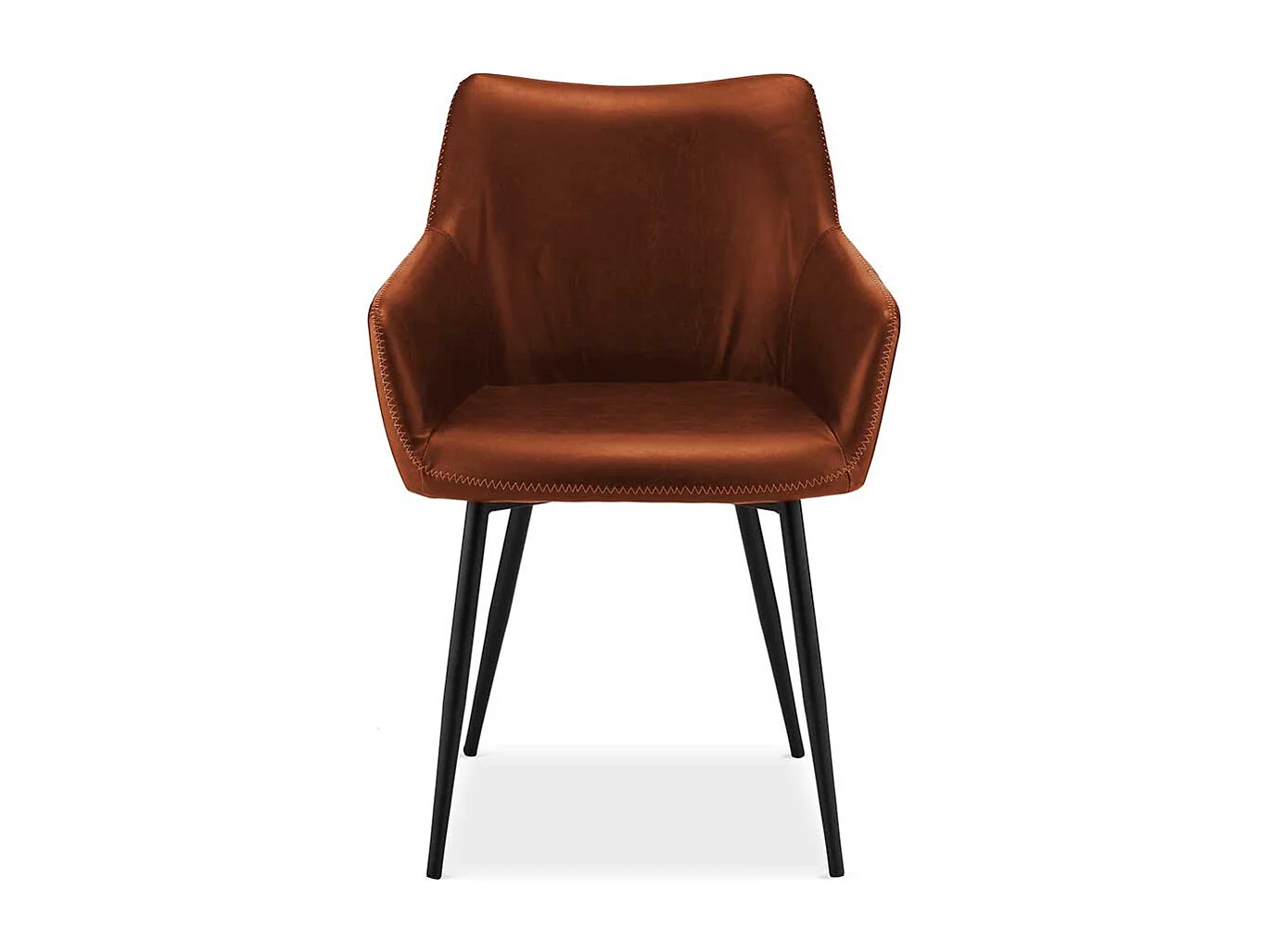 Armlehnen Polsterstühle in Cognac Braun Kunstleder Metallgestell (2er Set)