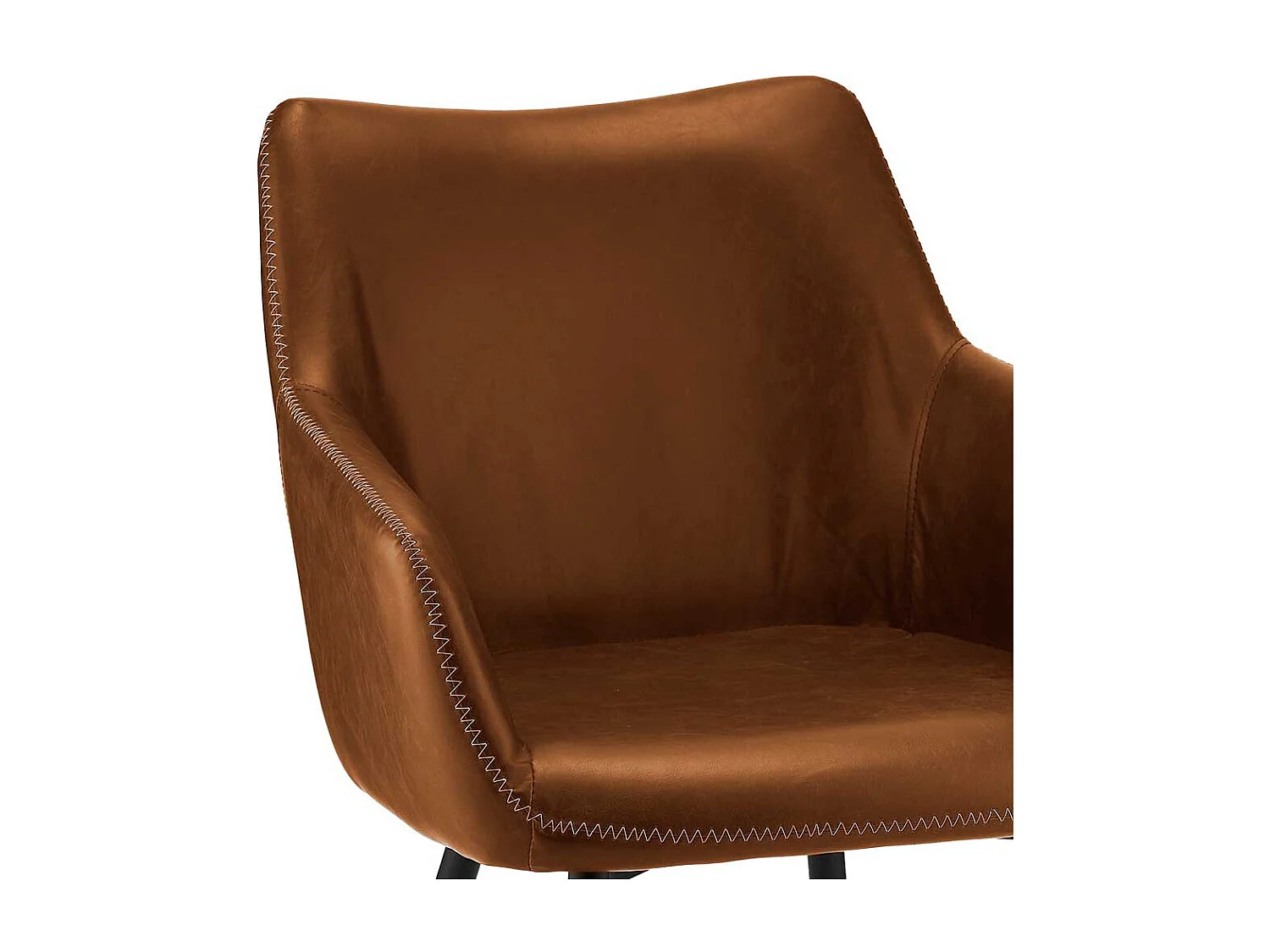 Armlehnen Polsterstühle in Cognac Braun Kunstleder Metallgestell (2er Set)