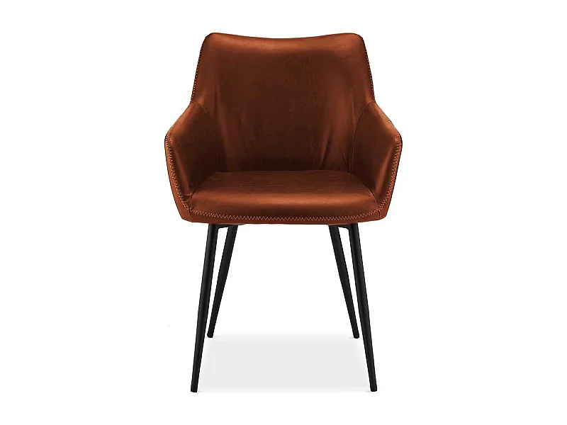 Armlehnen Polsterstühle in Cognac Braun Kunstleder Metallgestell (2er Set)