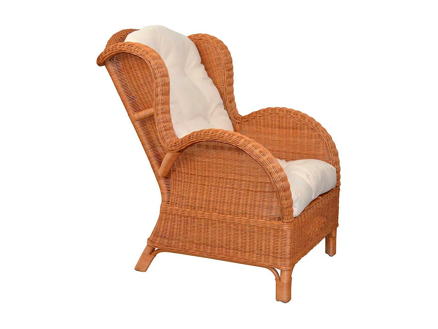 Ohrensessel Rattan mit Hocker im Landhausstil Honigfarben (zweiteilig)