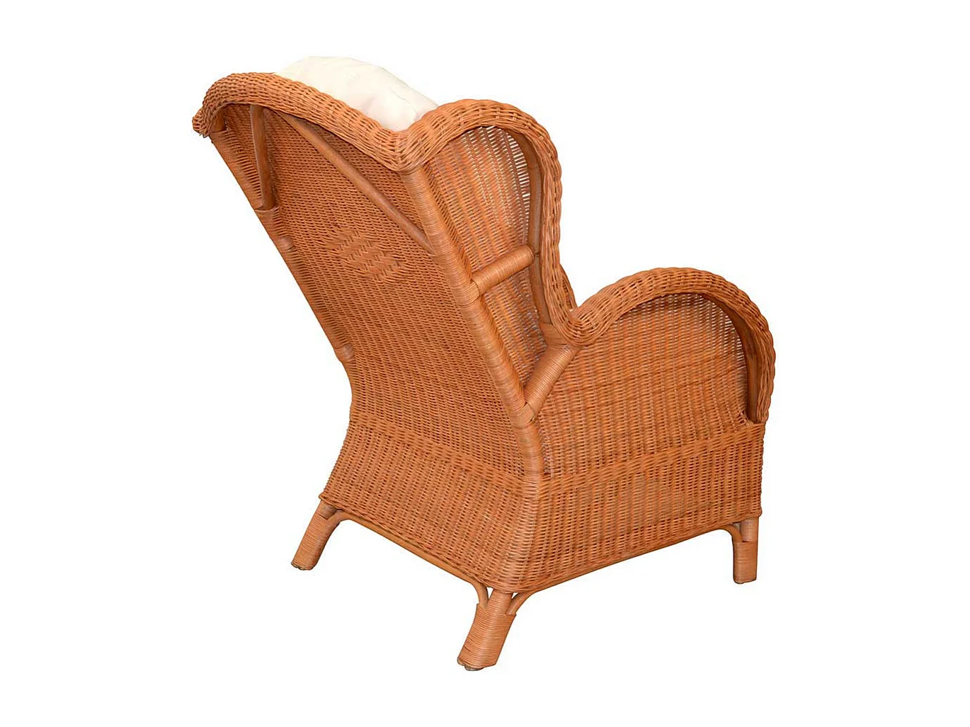 Ohrensessel Rattan mit Hocker im Landhausstil Honigfarben (zweiteilig)