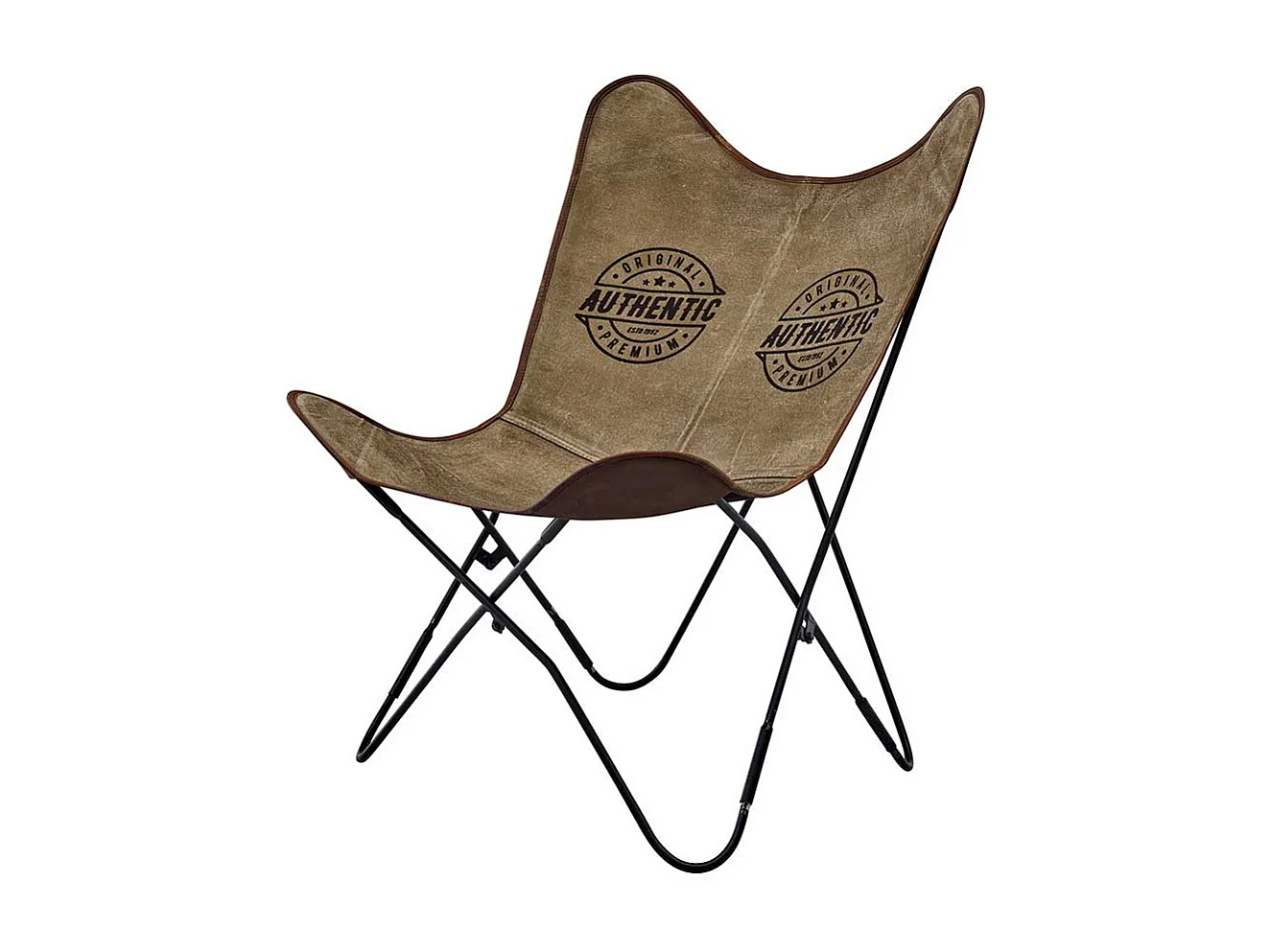 Butterfly Stuhl Vintage aus Canvas Untergestell aus Metall