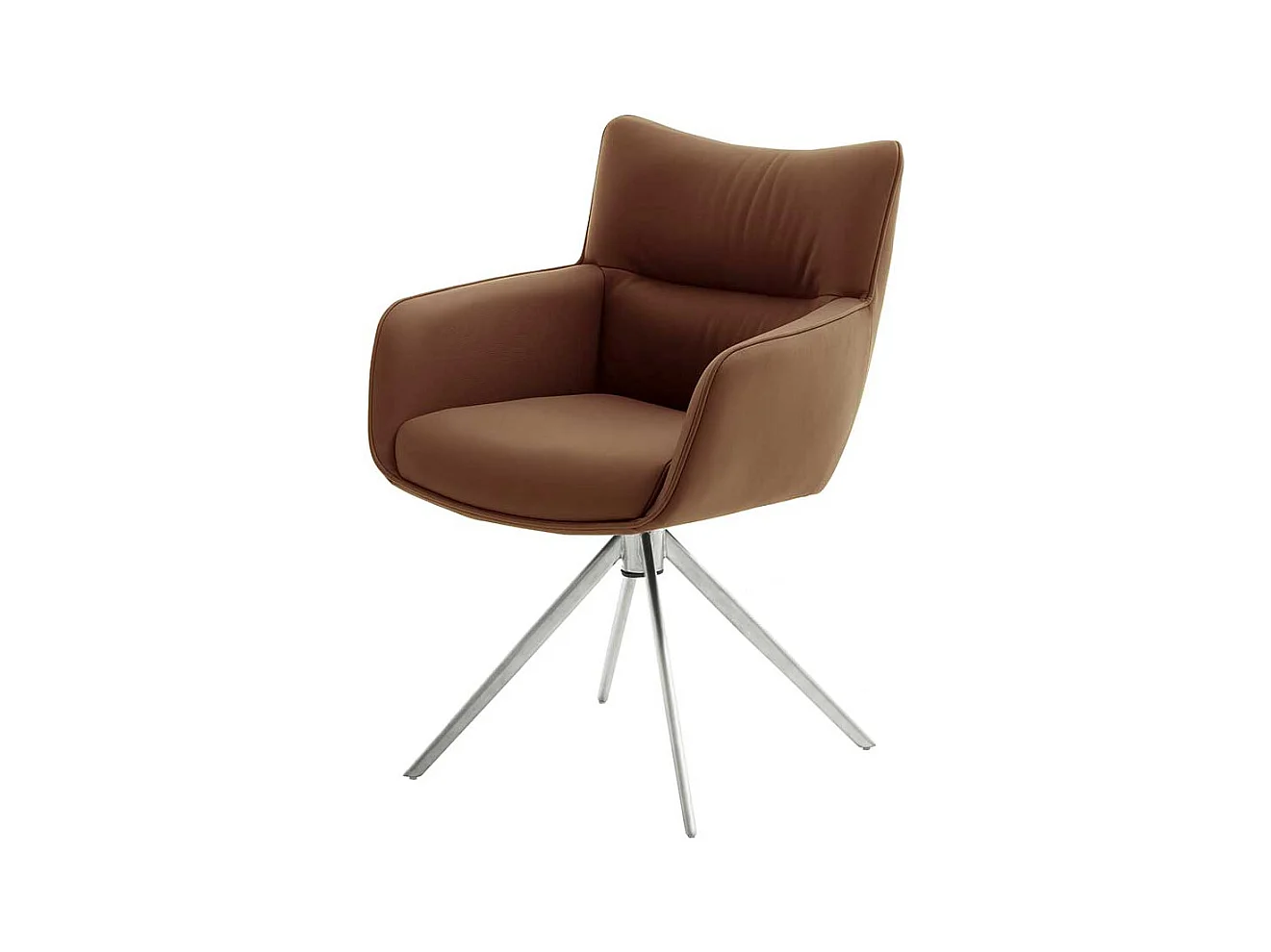 Hochwertige Armlehnstühle aus Echtleder Edelstahl (2er Set)