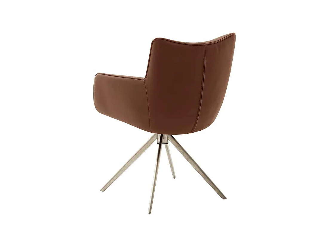 Hochwertige Armlehnstühle aus Echtleder Edelstahl (2er Set)