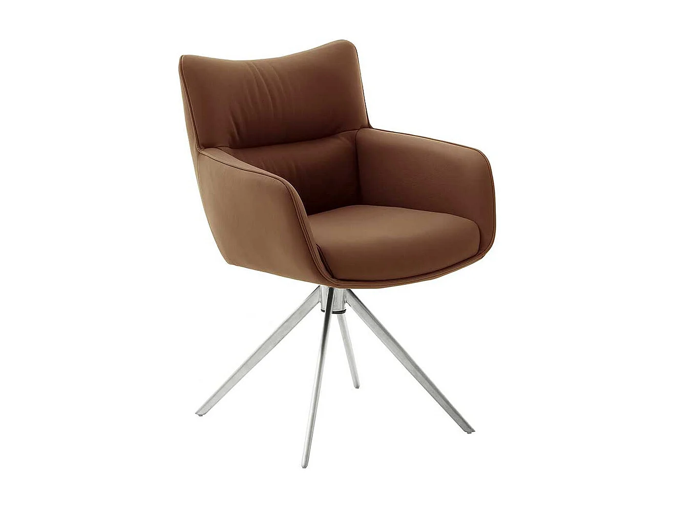 Hochwertige Armlehnstühle aus Echtleder Edelstahl (2er Set)