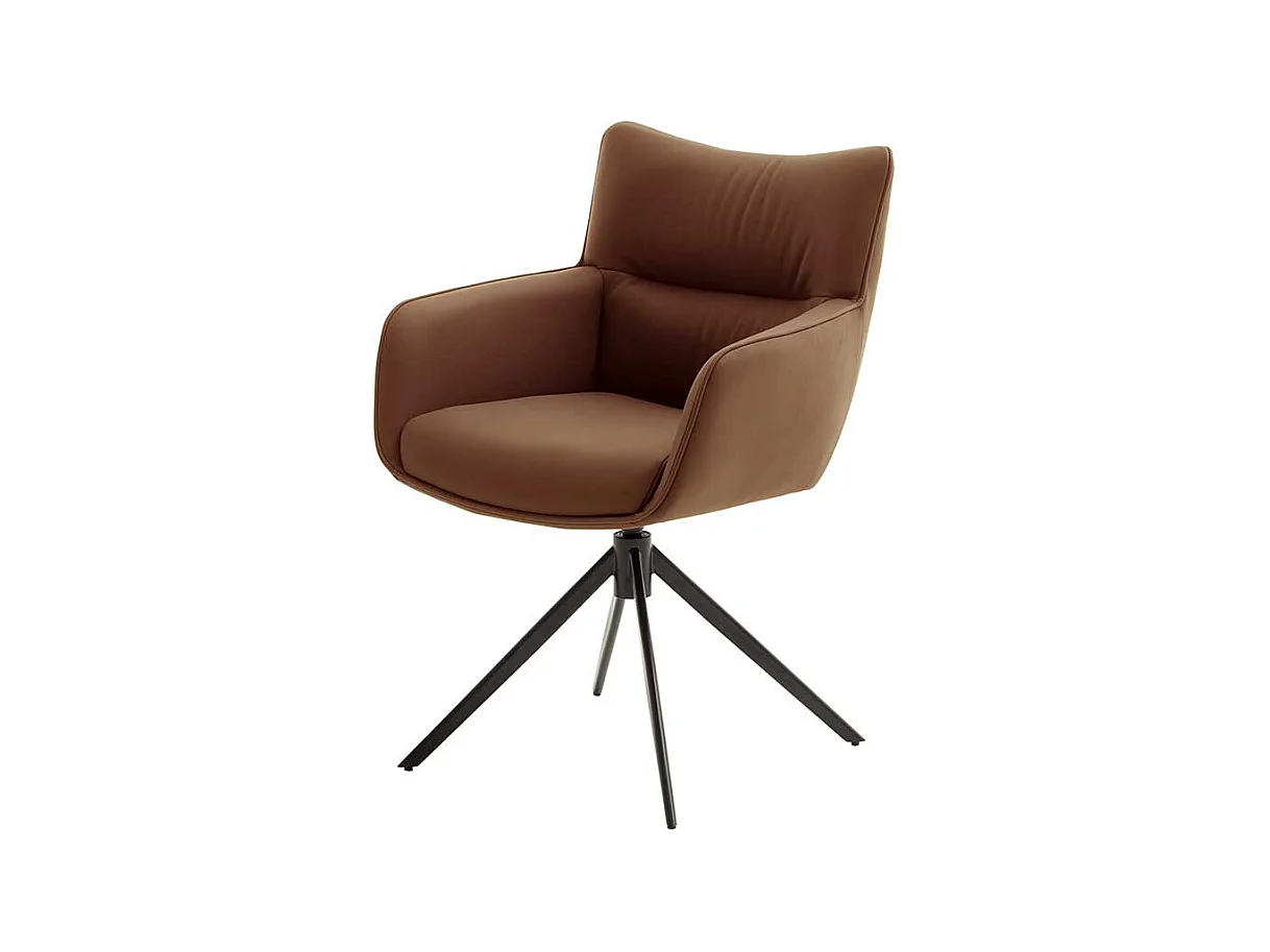 Leder Armlehnstühle drehbar Gestell aus Metall (2er Set)