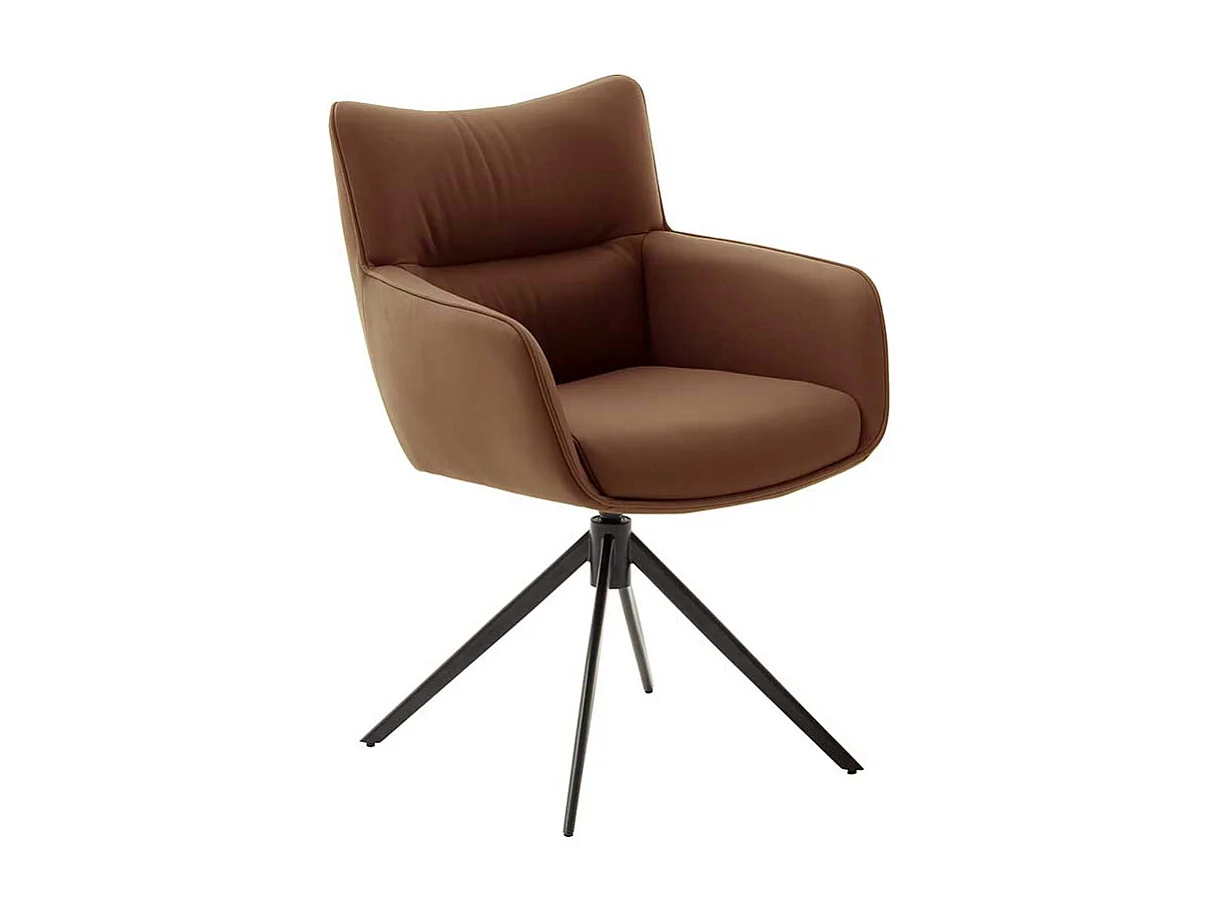 Leder Armlehnstühle drehbar Gestell aus Metall (2er Set)