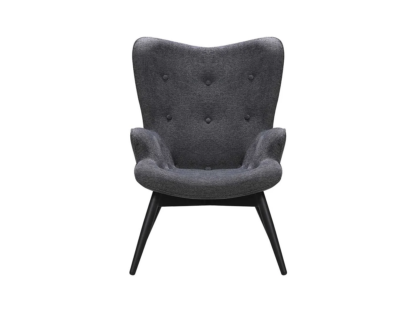 Ohrenbackensessel in Dunkelgrau Webstoff Skandi Design