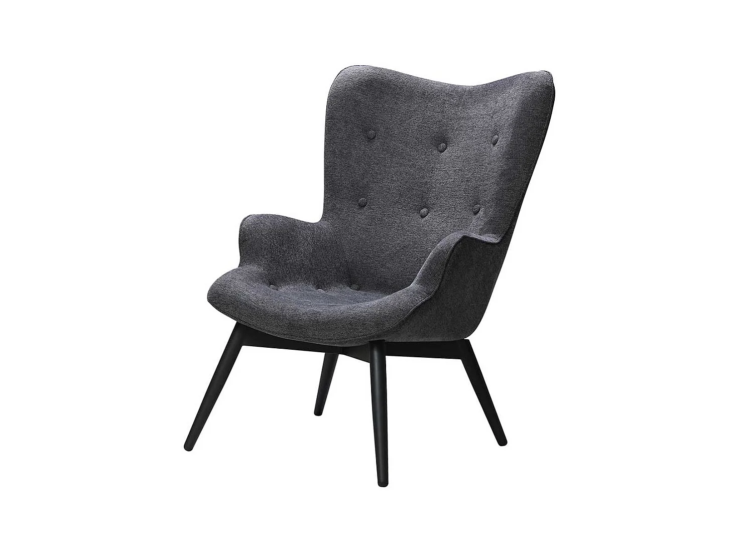 Ohrenbackensessel in Dunkelgrau Webstoff Skandi Design