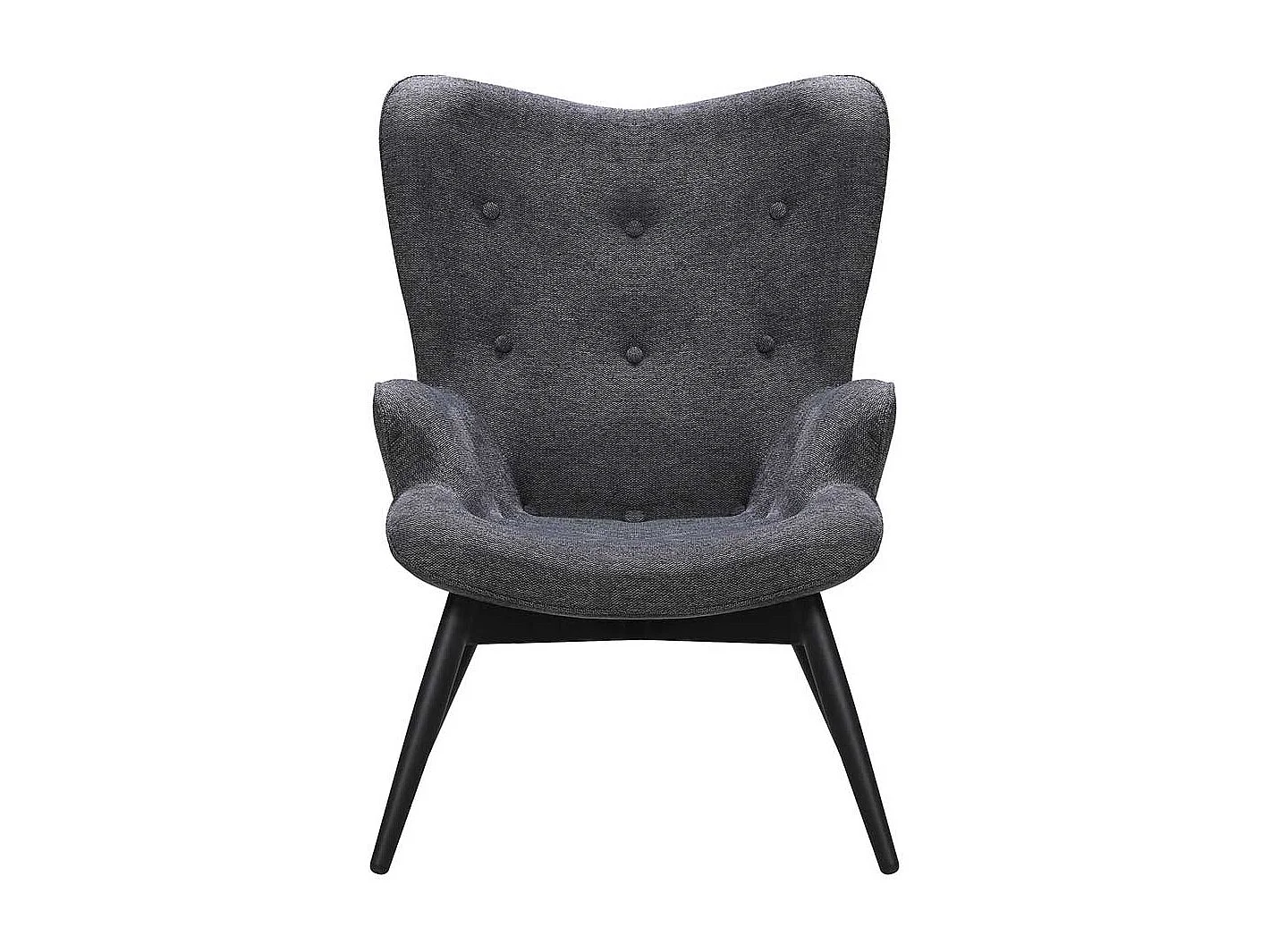 Ohrenbackensessel in Dunkelgrau Webstoff Skandi Design