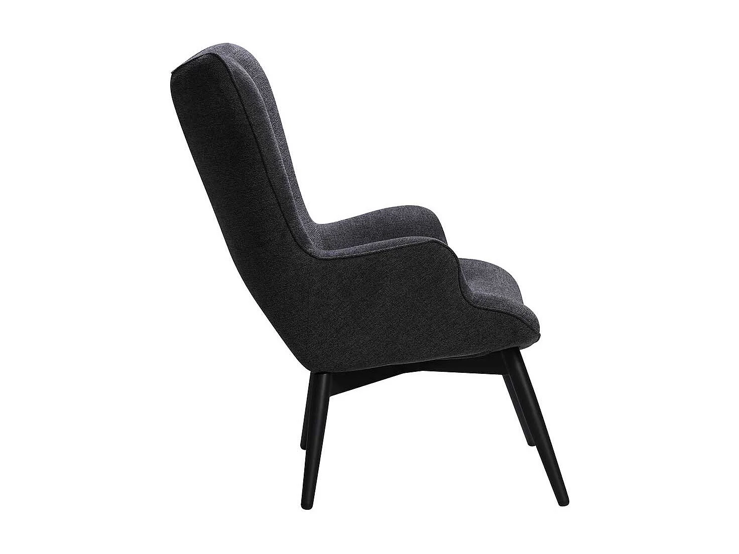 Ohrenbackensessel in Dunkelgrau Webstoff Skandi Design