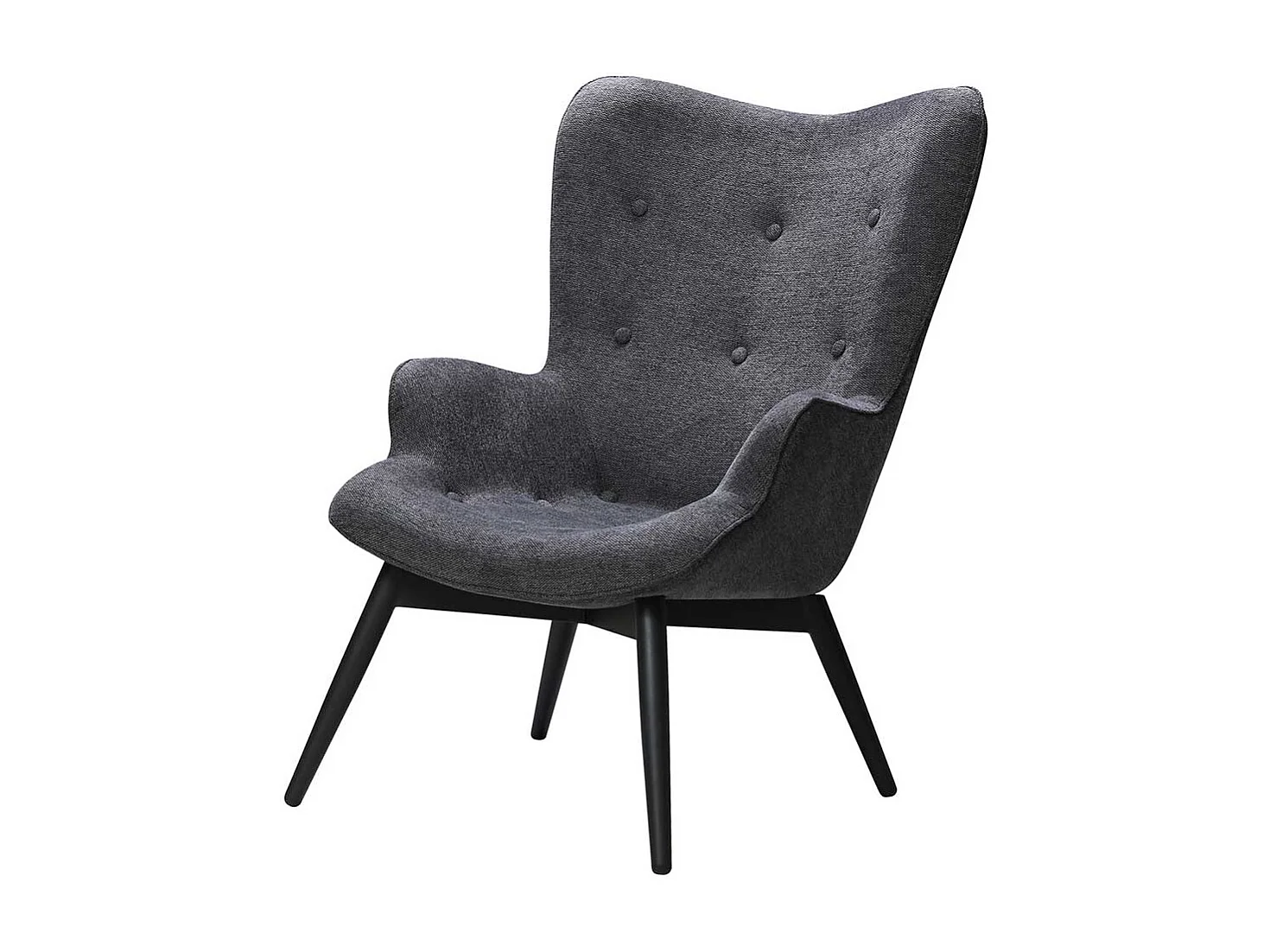 Ohrenbackensessel in Dunkelgrau Webstoff Skandi Design