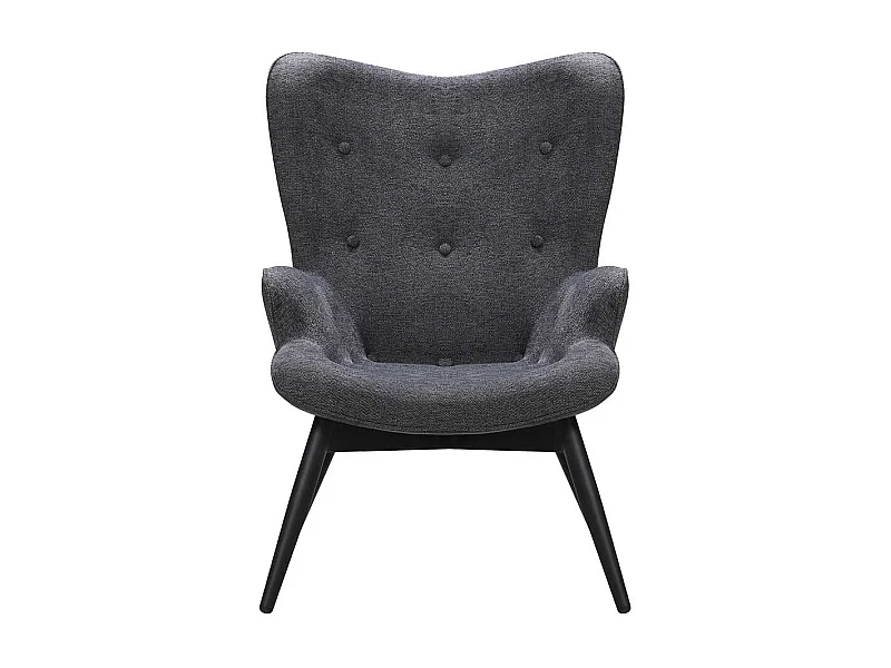 Ohrenbackensessel in Dunkelgrau Webstoff Skandi Design