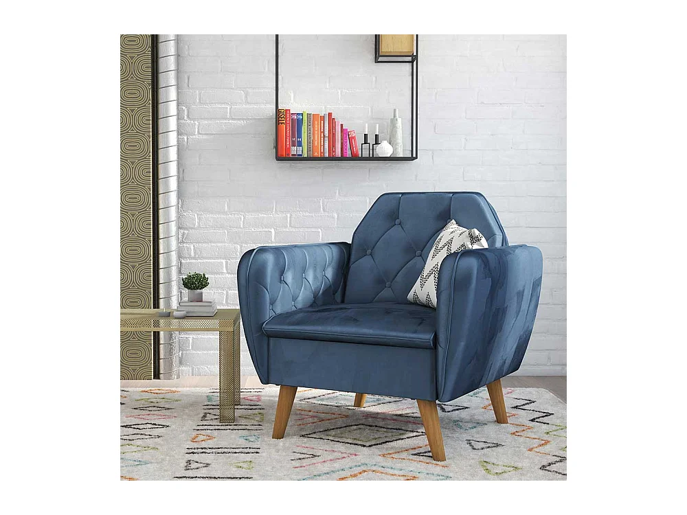 Blauer Polstersessel Retro 83x87x83 cm Samt Bezug