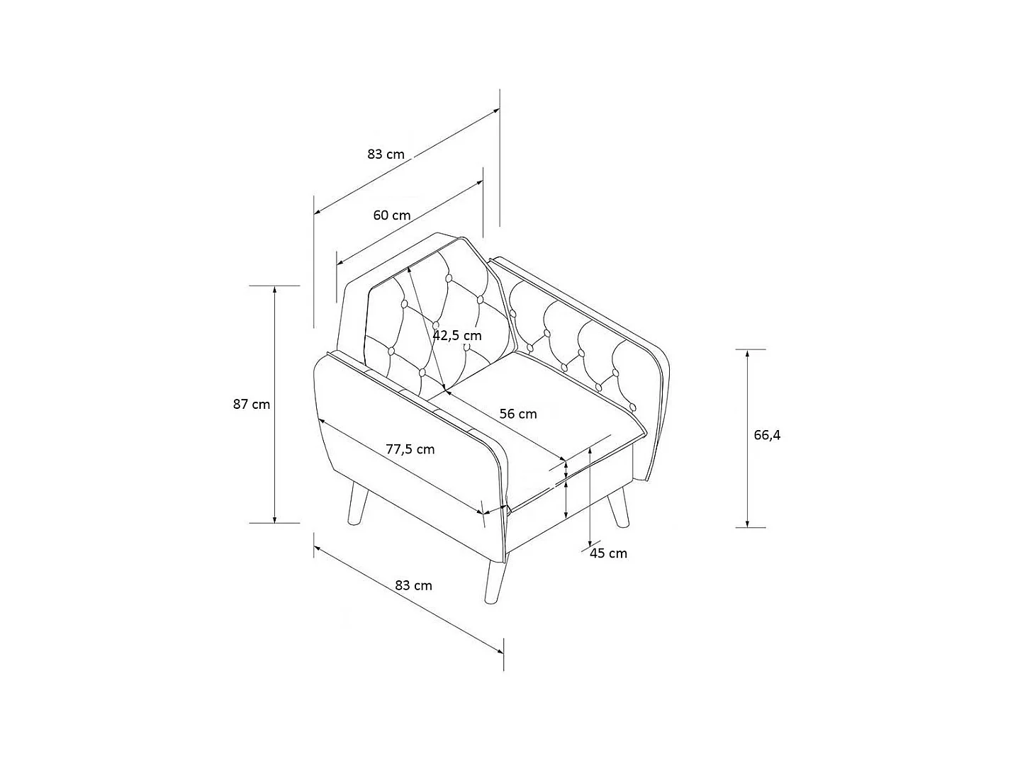Blauer Polstersessel Retro 83x87x83 cm Samt Bezug