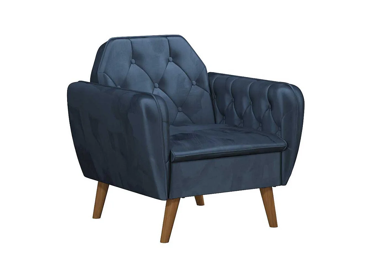 Blauer Polstersessel Retro 83x87x83 cm Samt Bezug