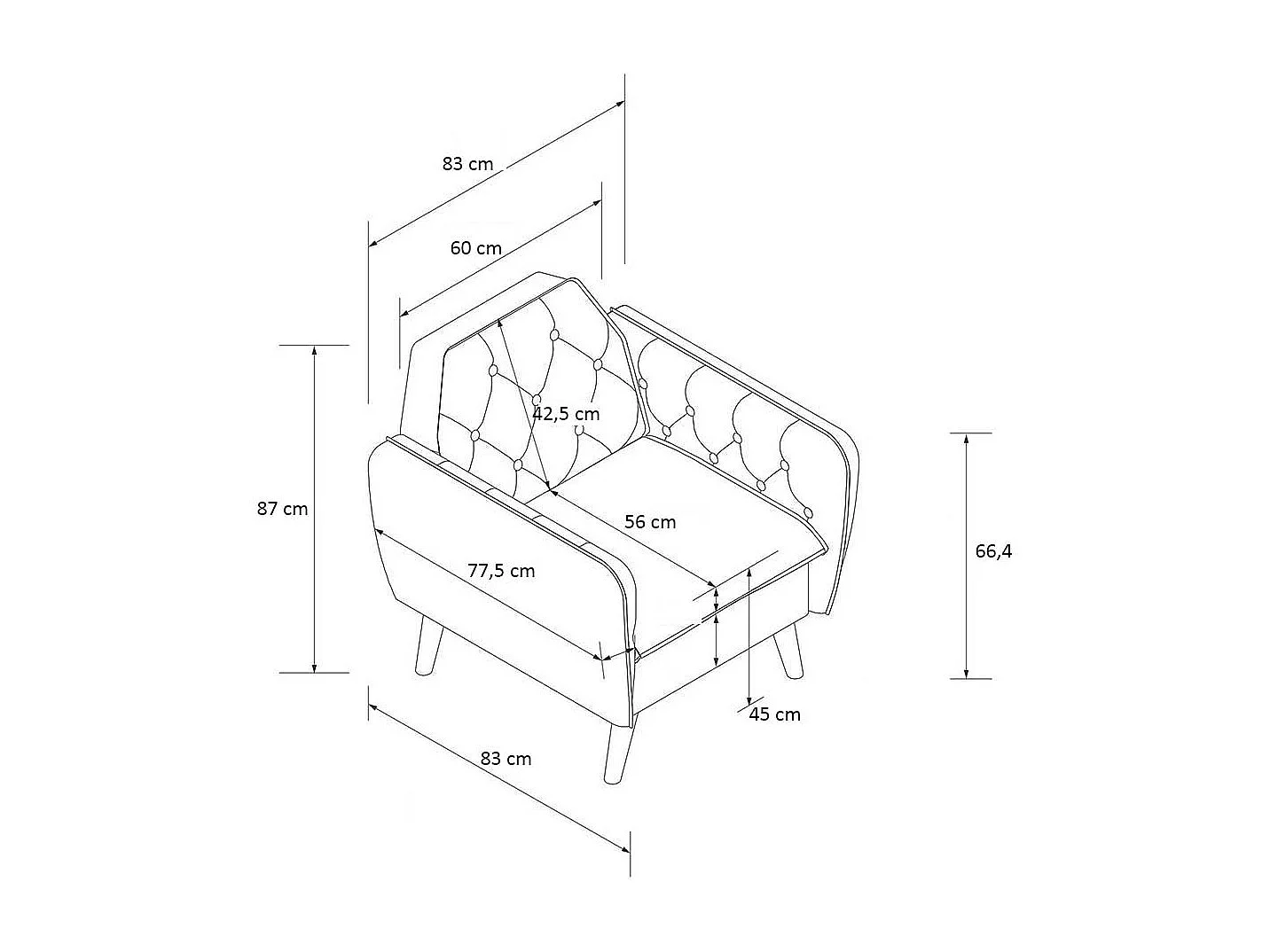 Blauer Polstersessel Retro 83x87x83 cm Samt Bezug