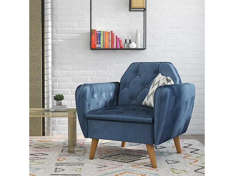 Blauer Polstersessel Retro 83x87x83 cm Samt Bezug