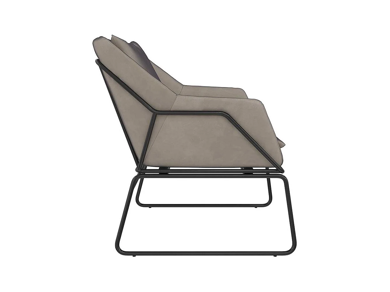 Samt Loft Sessel in Grau und Schwarz Metall Bügelgestell