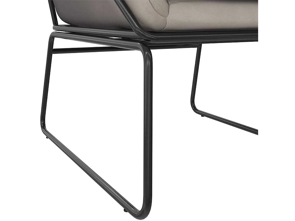 Samt Loft Sessel in Grau und Schwarz Metall Bügelgestell