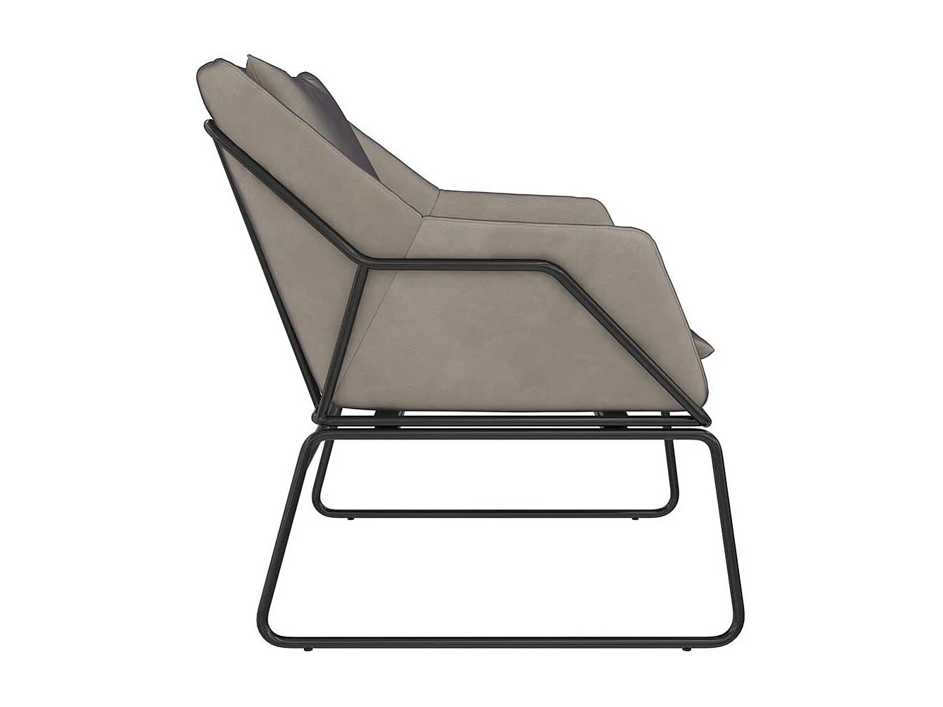 Samt Loft Sessel in Grau und Schwarz Metall Bügelgestell