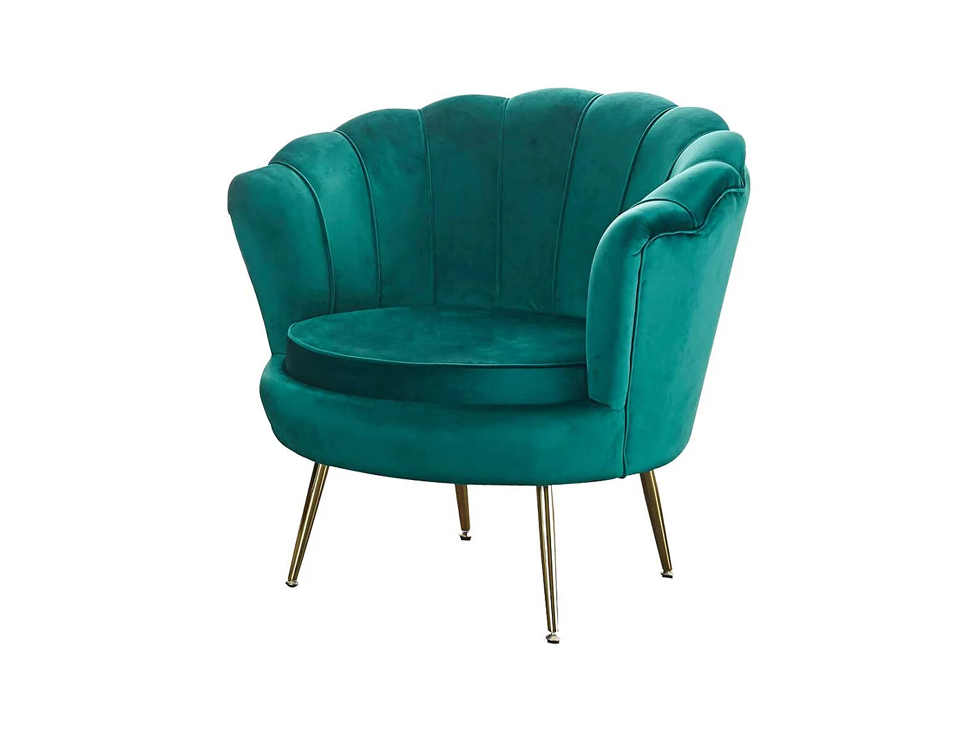 Samt Polstersessel in Grün muschelförmig