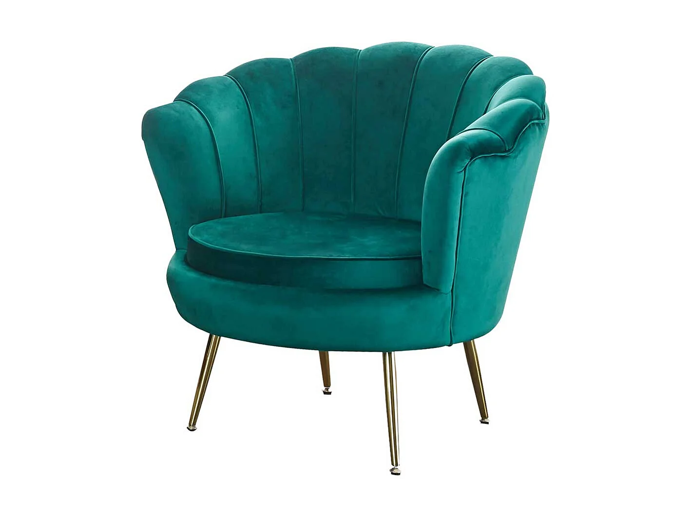 Samt Polstersessel in Grün muschelförmig
