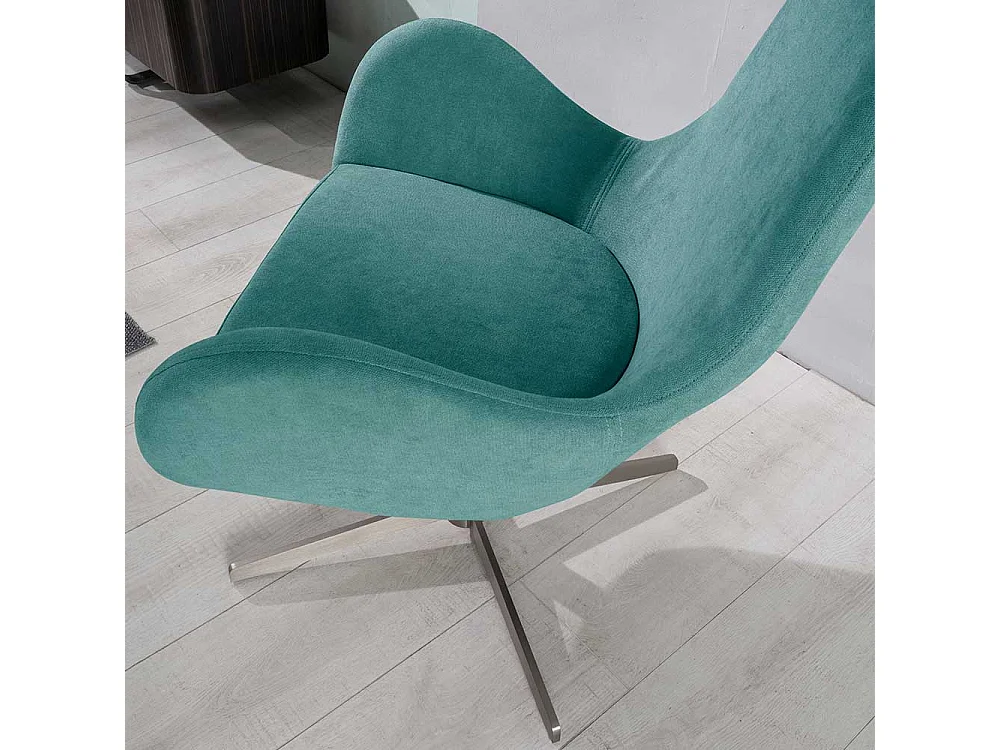 Einzelsessel Retro drehbar in Türkis und Silberfarben 42 cm Sitzhöhe