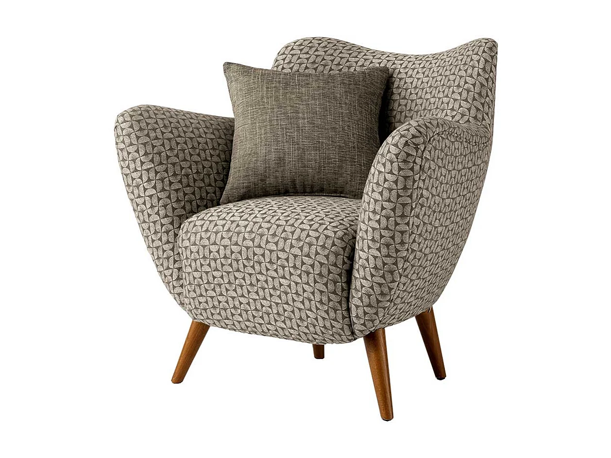 Retro Polstersessel mit Vierfußgestell aus Holz 85 cm breit