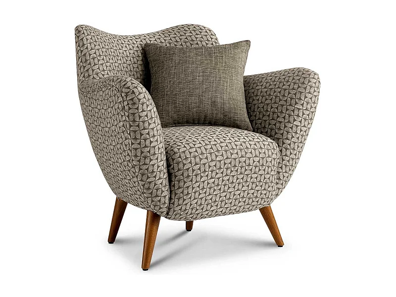 Retro Polstersessel mit Vierfußgestell aus Holz 85 cm breit