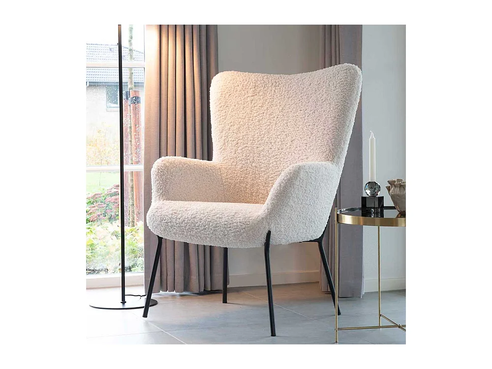 Wohnzimmer Sessel in Weiß Webplüsch