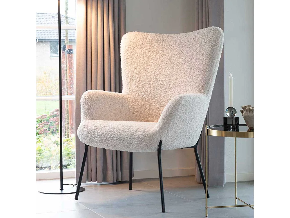 Wohnzimmer Sessel in Weiß Webplüsch