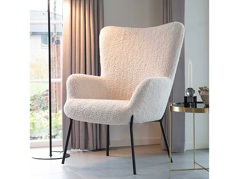 Wohnzimmer Sessel in Weiß Webplüsch