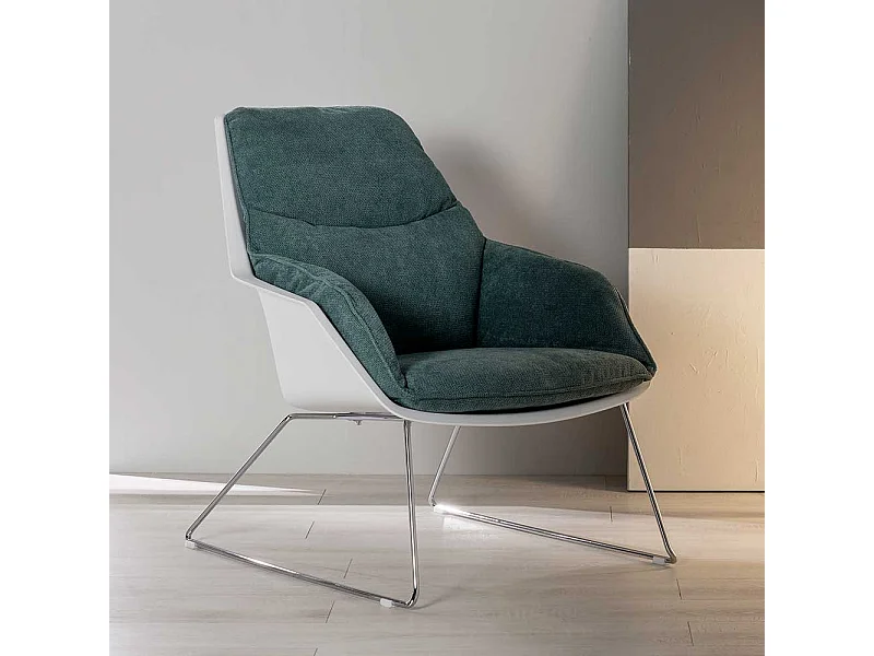 Zwei Sessel Retro Stil aus Kunststoff - Webstoff Metall (2er Set)