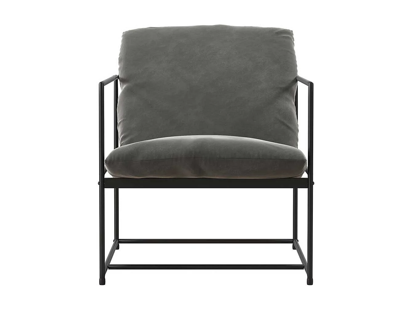 Lounge Polstersessel in Grau und Schwarz Metall Armlehnen