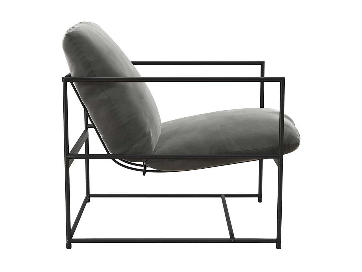 Lounge Polstersessel in Grau und Schwarz Metall Armlehnen