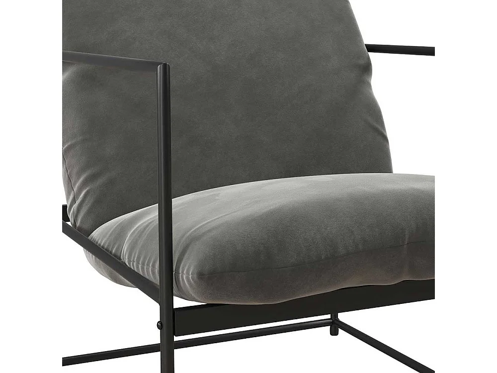 Lounge Polstersessel in Grau und Schwarz Metall Armlehnen