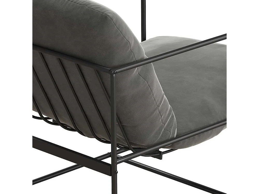 Lounge Polstersessel in Grau und Schwarz Metall Armlehnen