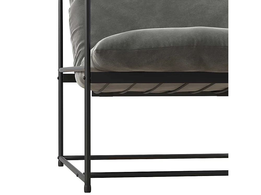 Lounge Polstersessel in Grau und Schwarz Metall Armlehnen